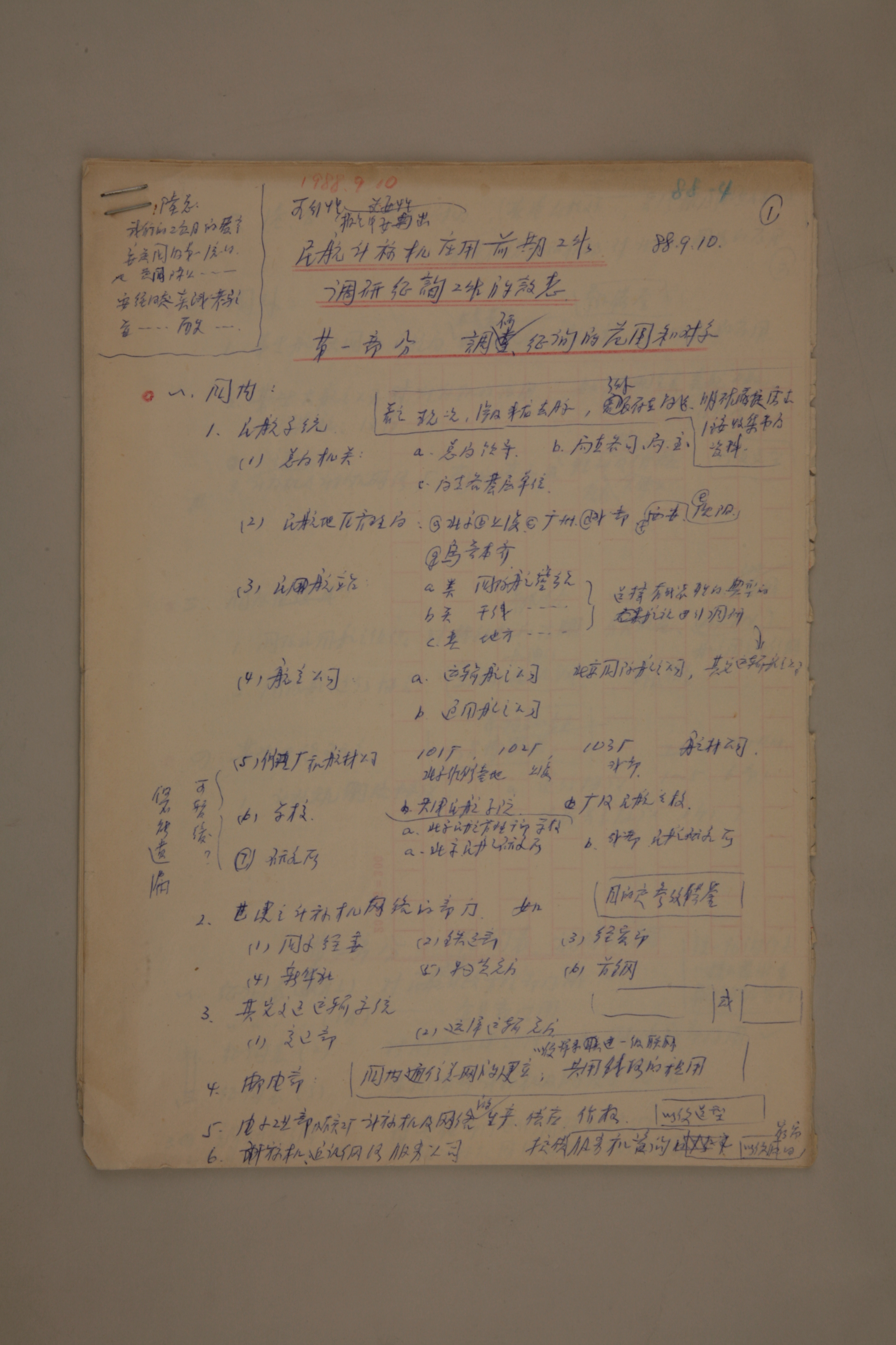 MB002989-1988年《民航计算机应用前期工作调研征询工作的设想》杨起璠手写稿.jpg